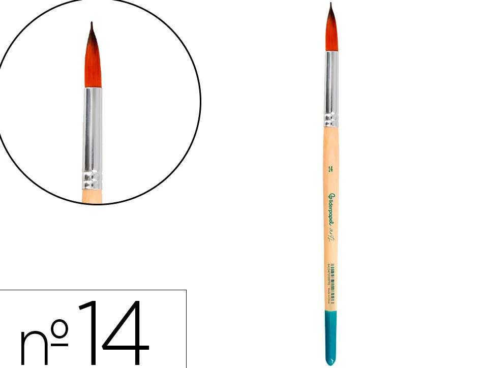 Pinceau pour peinture acrylique et aquarelle liderpapel n 14 pointe ronde en poils synthetiques