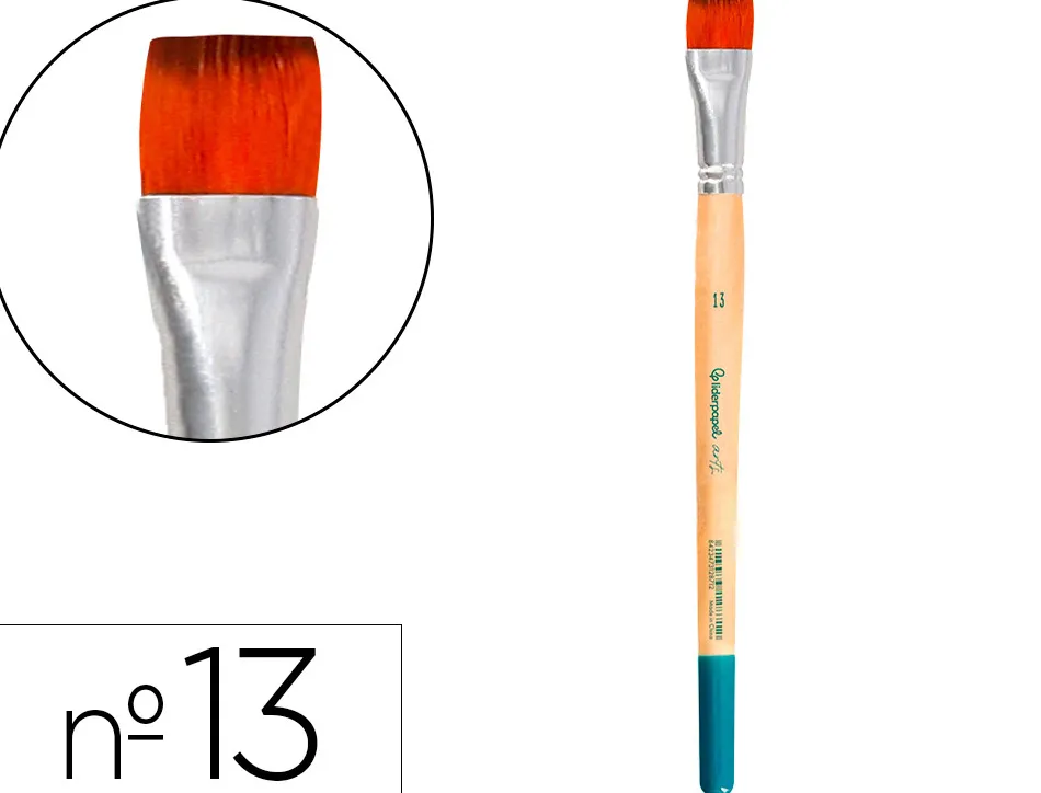 Pinceau pour peinture acrylique et aquarelle liderpapel n 13 pointe plate en poils synthetiques