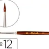 Pinceau raphaël petit gris pur nº12 manche court laqué marron virole aluminium anodisé