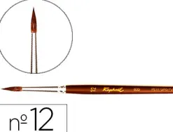 Pinceau raphaël petit gris pur nº12 manche court laqué marron virole aluminium anodisé