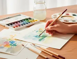 Pinceaux aquarelle liderpapel poil naturel de poney blister de 8 unites assortis certifie fsc