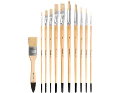 Pinceaux en poils naturels liderpapel pointes assorties blister de 11 unites certifie fsc
