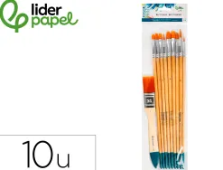 Pinceaux synthetiques liderpapel pontes et tailles assorties blister de 10 unites certifie fsc