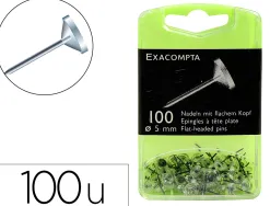 Épingle exacompta tête plate acier nickelé diamètre 5mm hauteur 14mm cristal boîte distributrice 100 unités