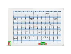Planning nobo gamme performance annuel magnétique mois 12 colonnes index 1 colonne jours 31 lignes 90x60cm