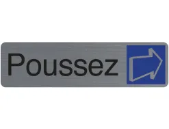 Plaque adhesive exacompta poussez imitation aluminium 16,5x4,4cm