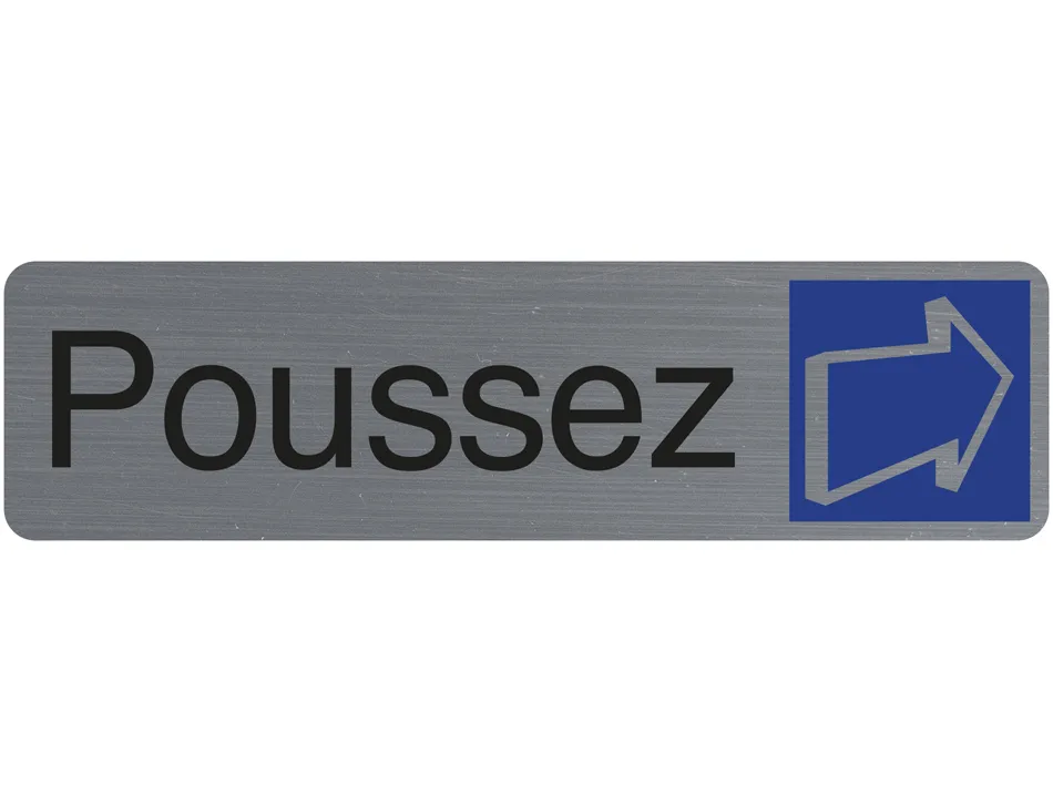 Plaque adhesive exacompta poussez imitation aluminium 16,5x4,4cm