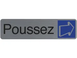 Plaque adhesive exacompta poussez imitation aluminium 16,5x4,4cm