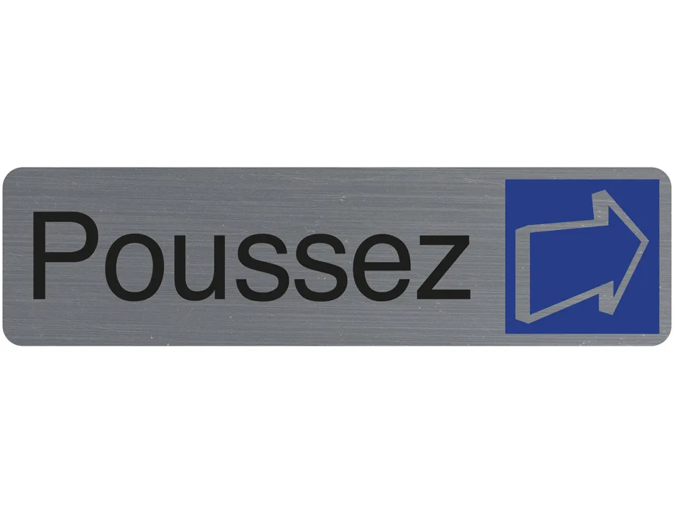 Plaque adhesive exacompta poussez imitation aluminium 16,5x4,4cm