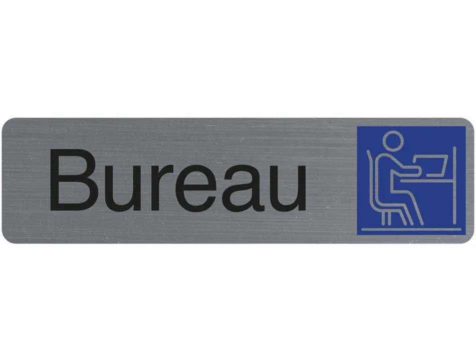 Plaque adhesive exacompta bureau imitation aluminium 16,5x4,4cm
