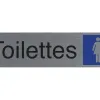 Plaque adhesive exacompta toilettes dame imitation aluminium 16,5x4,4cm
