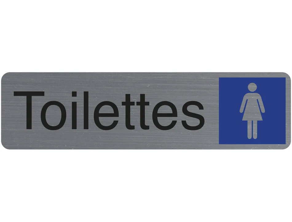 Plaque adhesive exacompta toilettes dame imitation aluminium 16,5x4,4cm