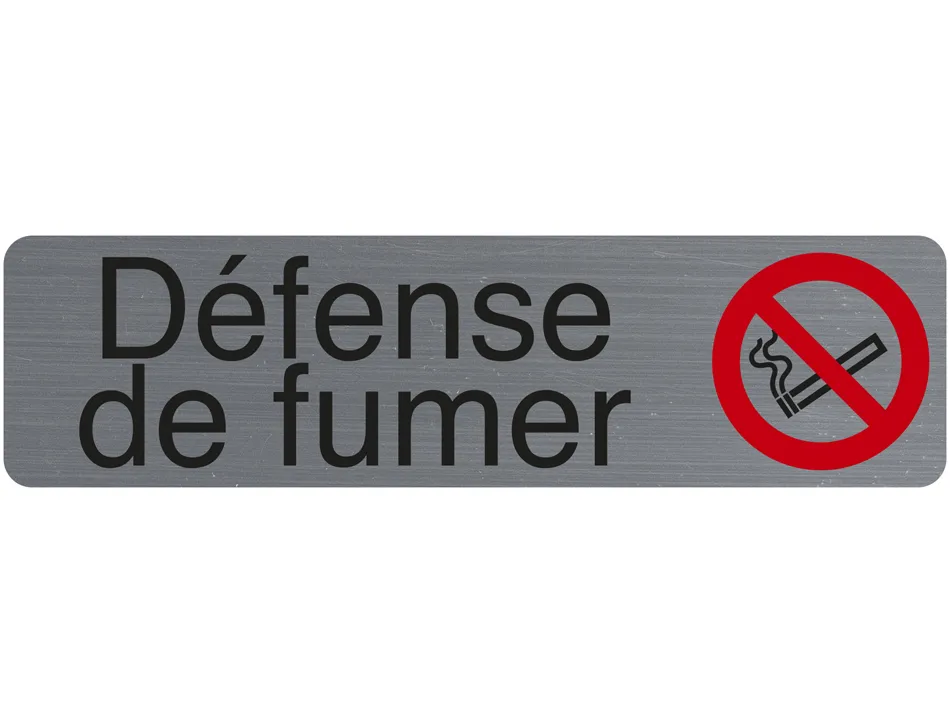 Plaque adhesive exacompta defense de fumer imitation aluminium 16,5x4,4cm