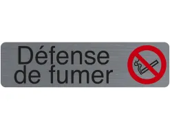 Plaque adhesive exacompta defense de fumer imitation aluminium 16,5x4,4cm