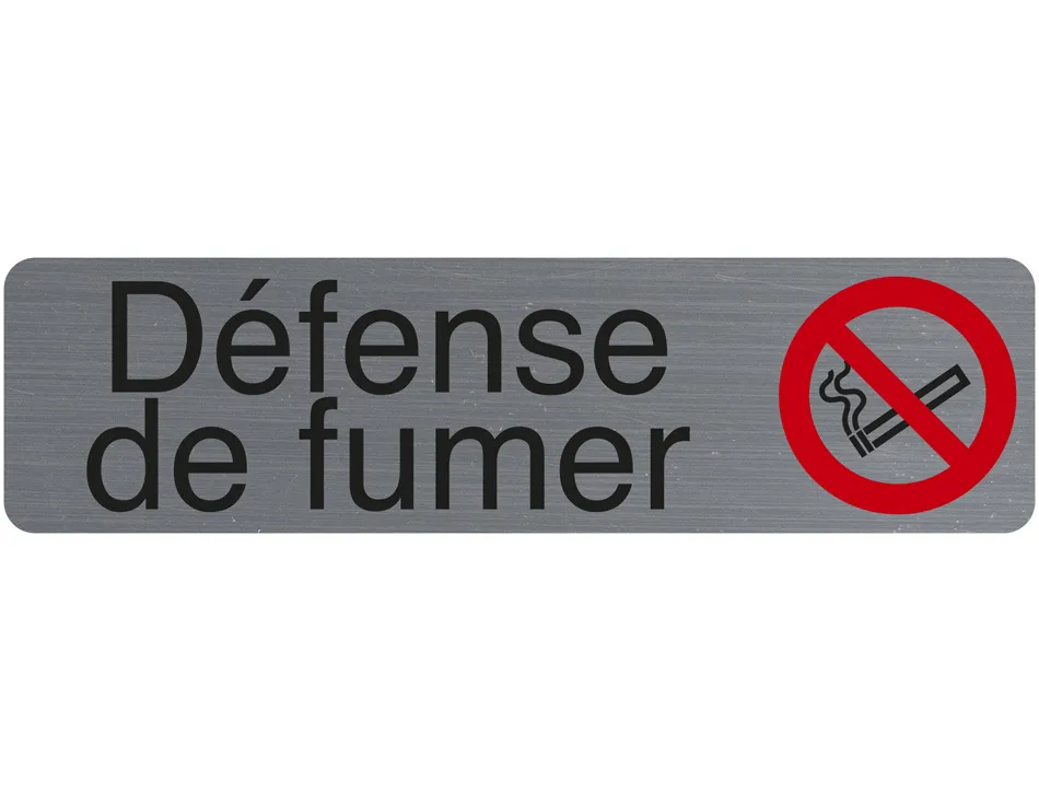 Plaque adhesive exacompta defense de fumer imitation aluminium 16,5x4,4cm