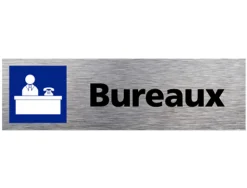 Plaque de porte bureaux signaletique biz avec pictogramme en aluminium brosse 3mm double face