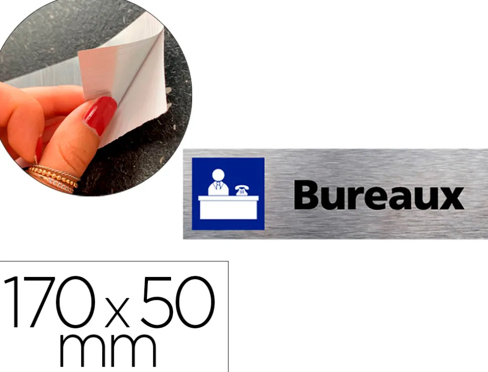 Plaque de porte bureaux signaletique biz avec pictogramme en aluminium brosse 3mm double face