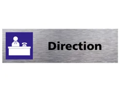 Plaque de porte direction signaletique biz pictogramme en aluminium brosse double face autocollant dos 170x50mm