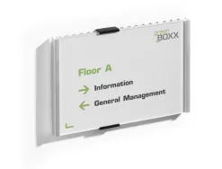 Plaque de porte durable info sign 210x148,5mm paysage acrylique/aluminium coloris argent metallise