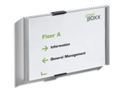 Plaque de porte durable info sign 210x148,5mm paysage acrylique/aluminium coloris argent metallise
