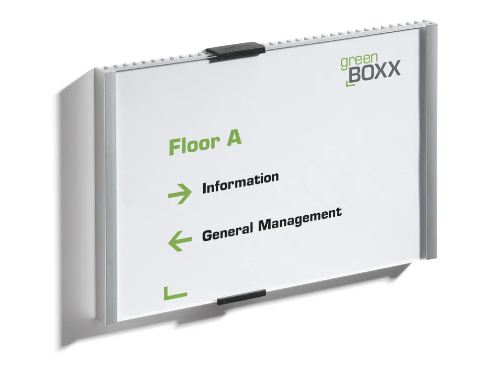 Plaque de porte durable info sign 210x148,5mm paysage acrylique/aluminium coloris argent metallise
