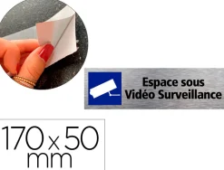 Plaque de porte espace sous videosurveillance signaletique biz pictogramme aluminium double face