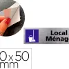 Plaque de porte local menage signaletique biz pictogramme en aluminium brosse double face autocollant dos 170x50mm
