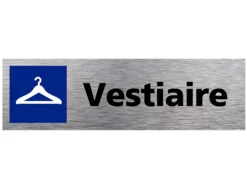 Plaque de porte vestiaire signaletique biz avec pictogramme en aluminium brosse 3mm double face