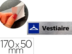 Plaque de porte vestiaire signaletique biz avec pictogramme en aluminium brosse 3mm double face
