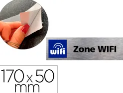 Plaque de porte zone wifi signaletique biz avec pictogramme en aluminium brosse 3mm double face