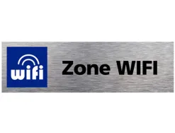 Plaque de porte zone wifi signaletique biz avec pictogramme en aluminium brosse 3mm double face