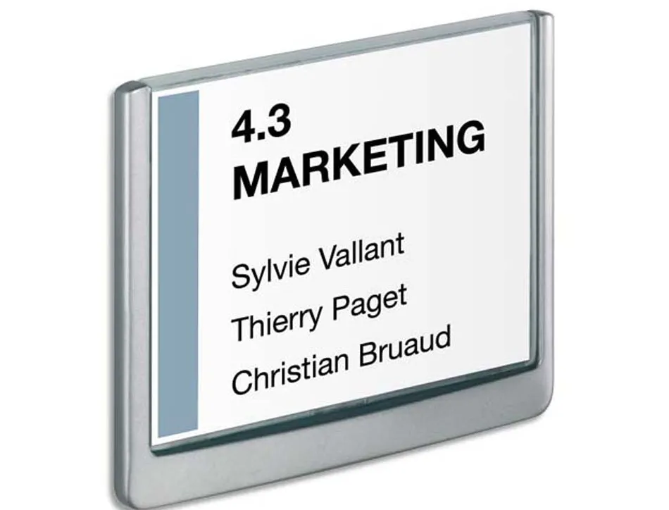 Plaque murale durable click sign a6 paysage cadre profilé plastique haute qualité 14,9x10,5cm coloris gris graphite