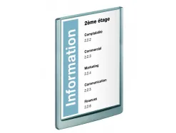 Plaque murale durable click sign a4 portrait cadre profilé plastique haute qualité 21x29,7cm coloris gris graphite
