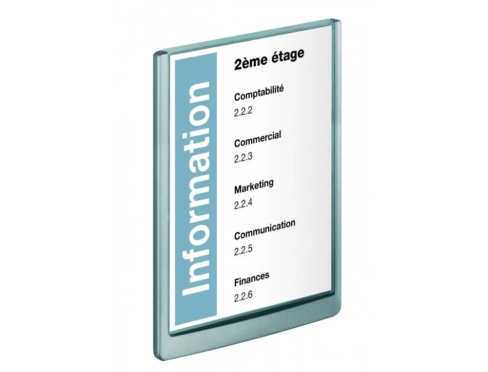 Plaque murale durable click sign a4 portrait cadre profilé plastique haute qualité 21x29,7cm coloris gris graphite