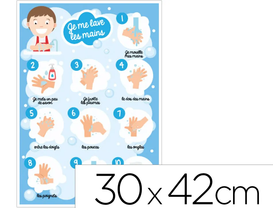 Plaque pvc signaletique biz consigne d'hygine " je me lave les mains" 30x42cm