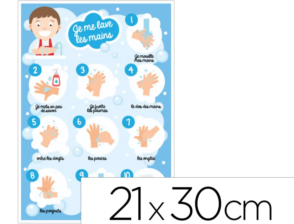 Plaque pvc signaletique biz consigne d'hygine " je me lave les mains" 21x30cm