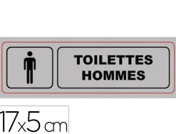 Plaque signalisation viso aluminium auto-adhesive toilettes hommes 17x5cm