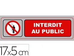 Plaque signalisation viso aluminium auto-adhesive interdit au public 17x5cm