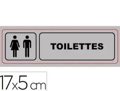 Plaque signalisation viso aluminium auto-adhesive toilettes 17x5cm