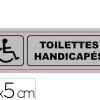 Plaque signalisation viso aluminium auto-adhesive toilettes handicapes 17x5cm