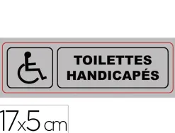 Plaque signalisation viso aluminium auto-adhesive toilettes handicapes 17x5cm