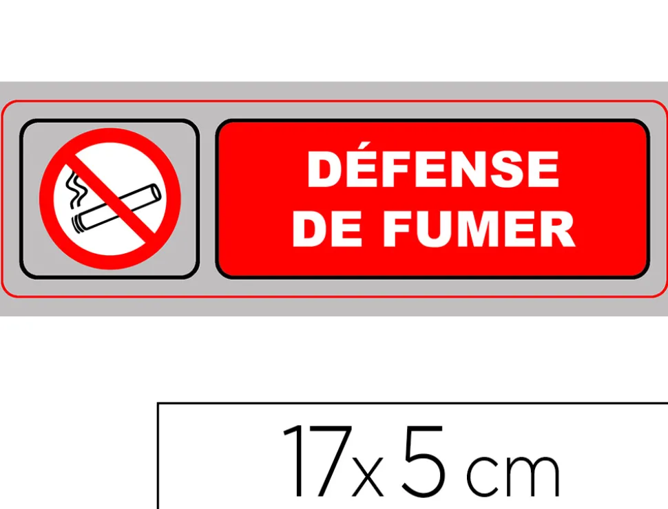 Plaque signalisation viso sign pvc auto-adhesive defense de fumer 17x5cm