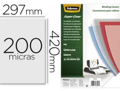 Plat couverture fellowes pvc 20/100e format a3 incolore boîte 100 unités