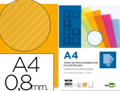 Plat couverture liderpapel pp ondulé translucide 0.8mm a4 dossier reliure orange paquet 50 unités