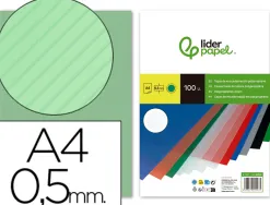 Plat couverture liderpapel ppl rayé lignes diagonales 0.5mm a4 dossier reliure coloris vert boîte 100 unités