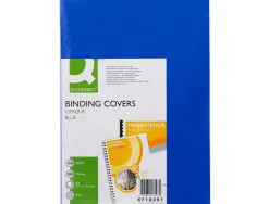 Plat couverture q-connect pvc 180 microns a4 relieurs spirales peignes anneaux coloris bleu boîte 100 unités