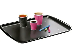 Plateau rectangulaire cep polycarbonate 53.2x37.2x2cm grande dimension design sobre résistant empilable coloris noir
