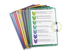 Poche à pivots tarifold pvc format a4 bords couleur avec 5 onglets indexation coloris assortis 10 unités insertion par l