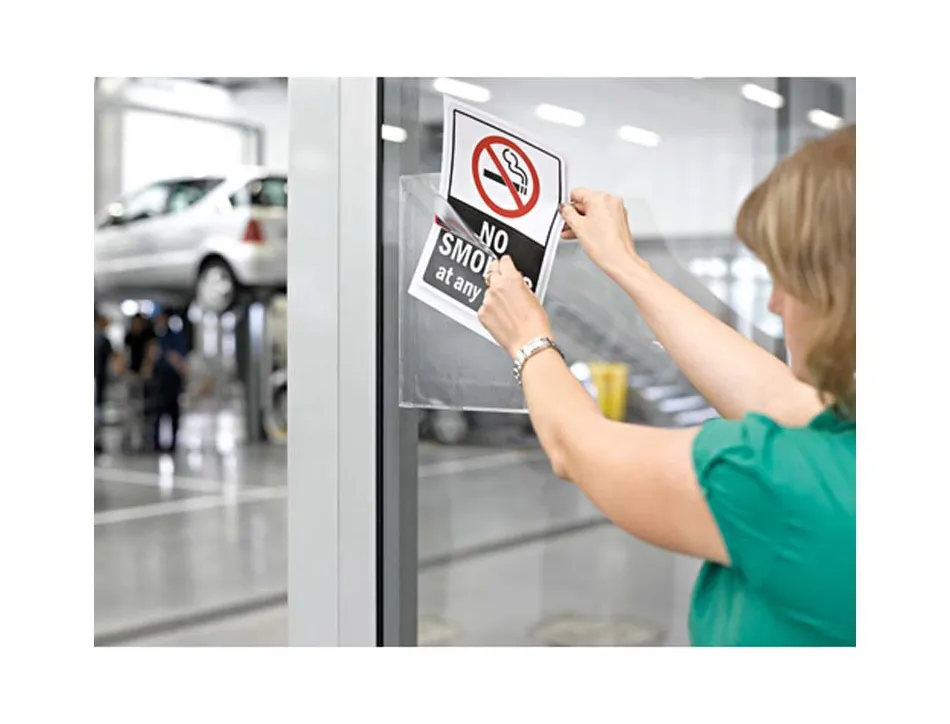 Poche tarifold kang à fermeture aimantée pvc transparent antireflets 20/100e a4 mural dos repositionnable sachet 5u