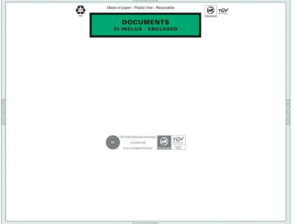 Pochette adhesive paper list porte-documents cristal c4 30x250mm boite 1000 unités